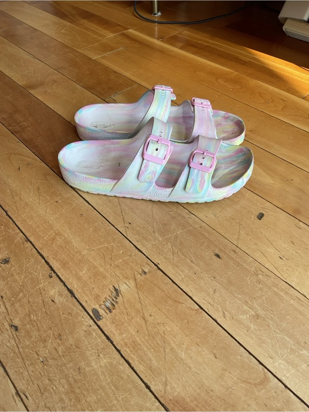 Kids' Pastel Tie-Dye Double-Buckle Slide Sandals - Pink